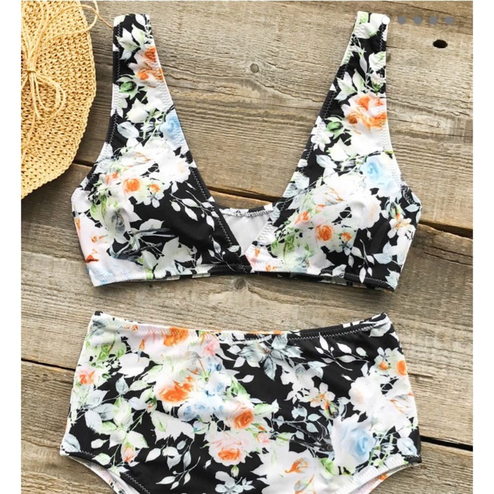 Cupshe high waisted floral bikini set